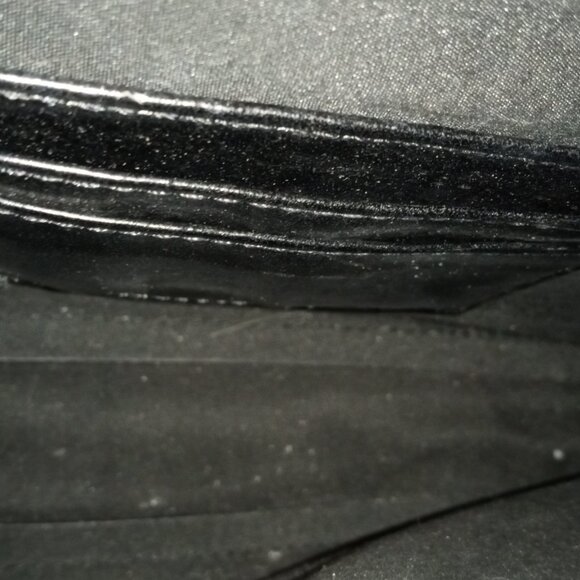 BLACK STUDDED CLUTCH SMALL PURSE WITH GOLD PLATED CHAIN HARDWARE - Picture 7 of 8